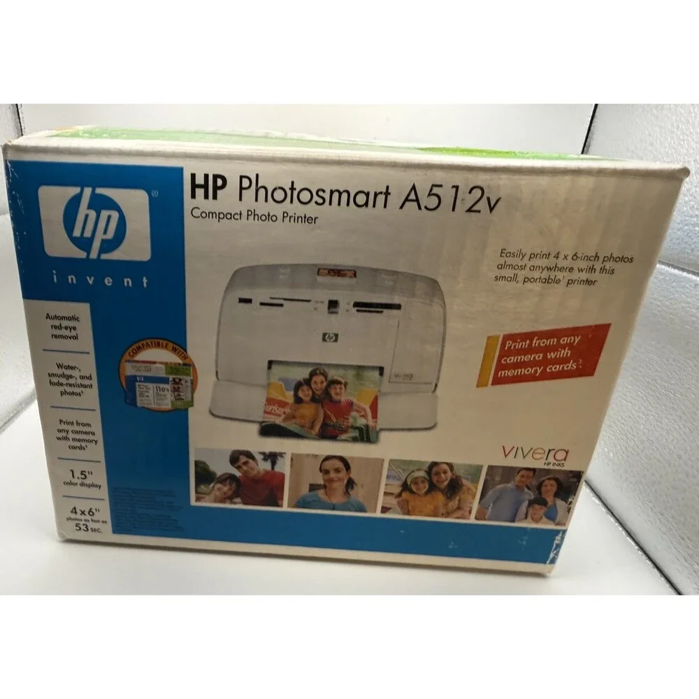 HP Photosmart A612 Portable Inkjet Photo Printer New Open Box.